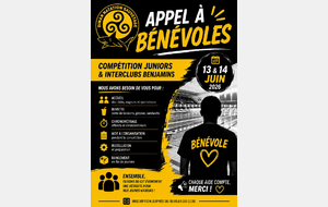 APPEL BENEVOLES COMPETITION 13/14 JUIN 2026 JUNIORS / INTERCLUBS BENJAMINS